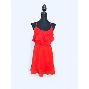 Vintage Y2K American Eagle Fairy Red Ruffle Mini Dress Size Medium
